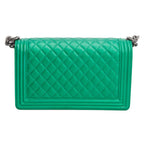 Metallic Green Quilted Calfskin Leather New Medium Boy Bag
