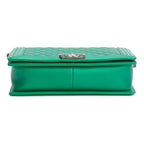 Metallic Green Quilted Calfskin Leather New Medium Boy Bag