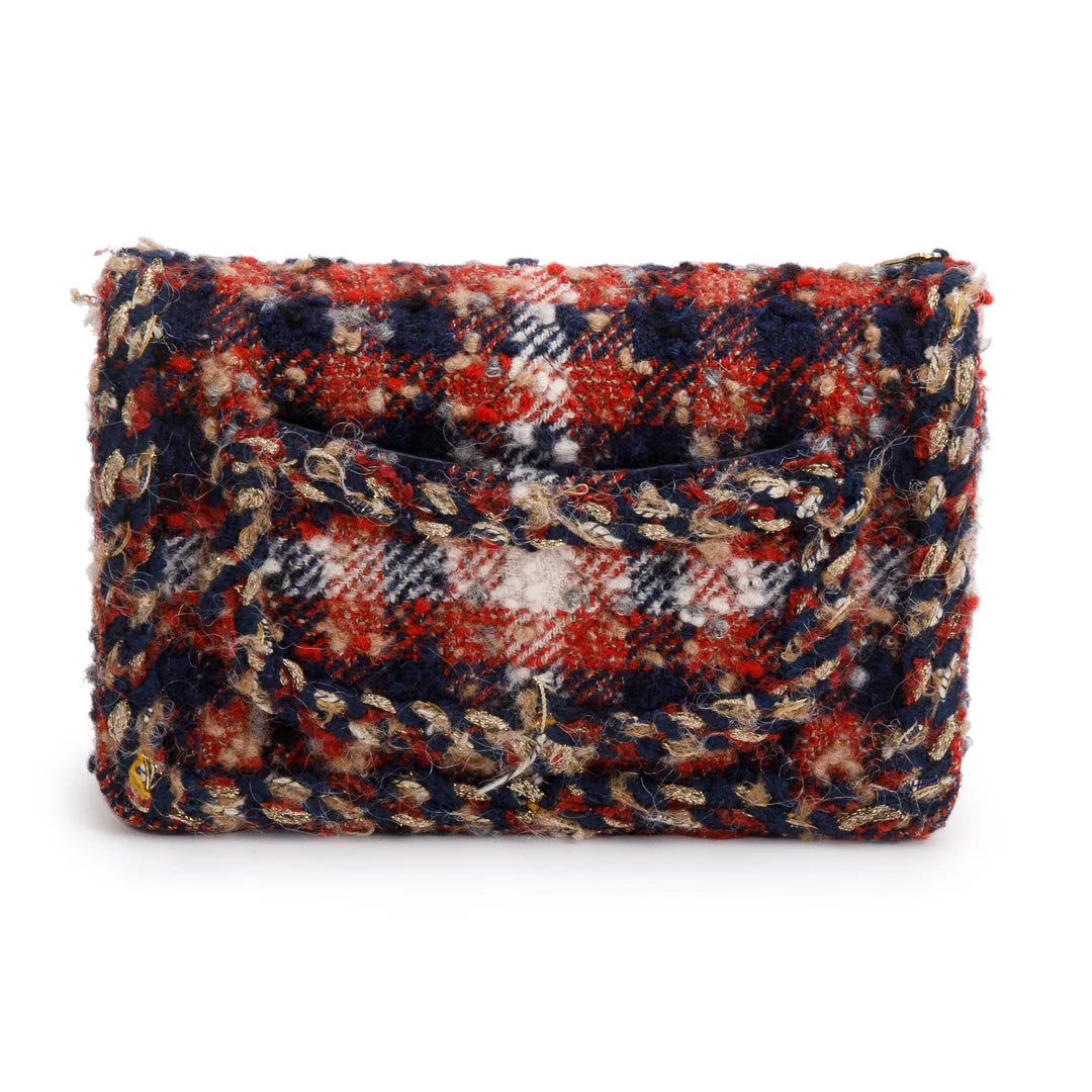 Multicolor Tweed Charms Wallet On Chain w/ Authenticity Card