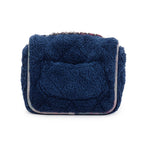 Navy Quilted Terry Cloth Small Square Flap Bag w/ Authenticity Card