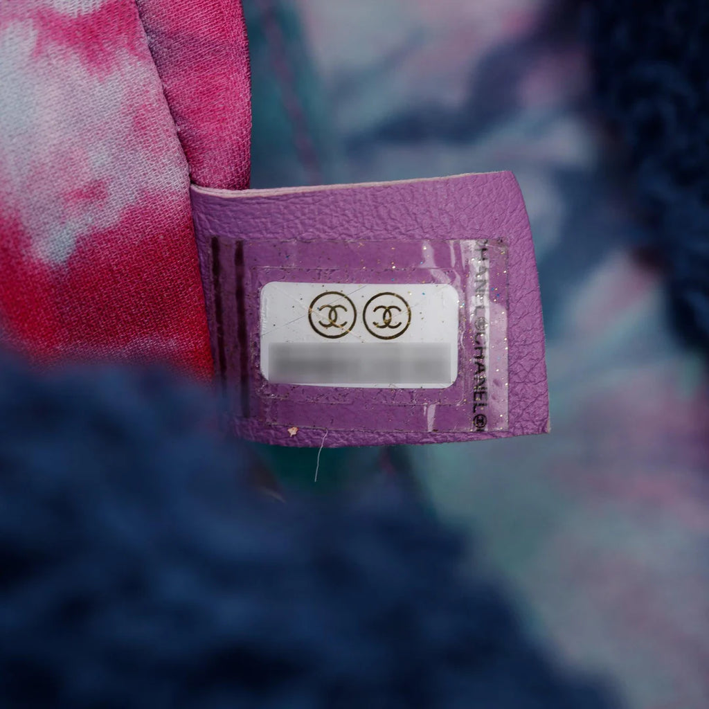 Navy Quilted Terry Cloth Small Square Flap Bag w/ Authenticity Card