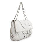 Netral Glazed Calfskin Leather Twisted Maxi Flap Bag