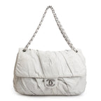 Netral Glazed Calfskin Leather Twisted Maxi Flap Bag