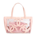 Pink Patent Leather Transparent PVC Triple CC Logo Tote