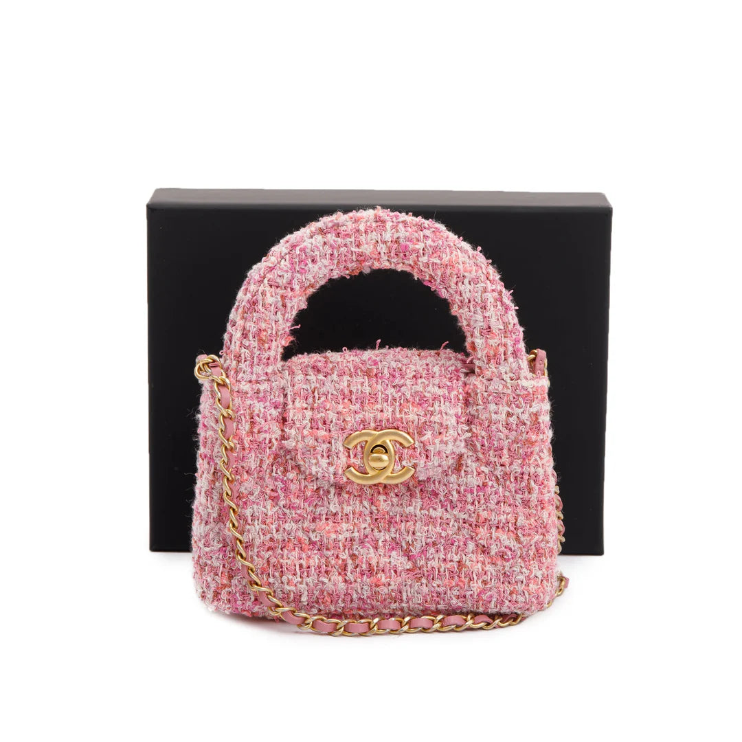 Pink Tweed Nano Kelly Shopper w/ Box