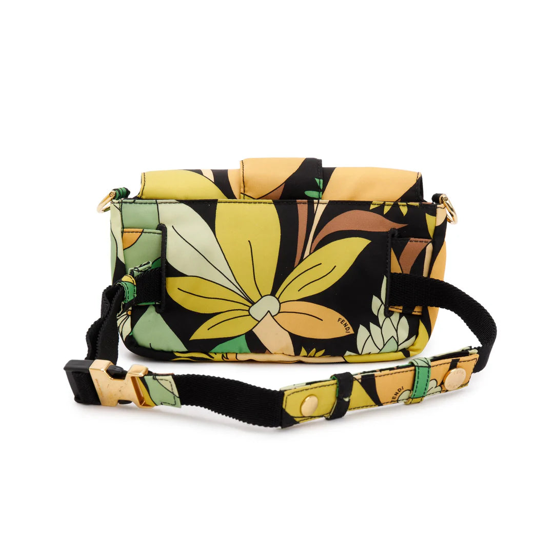Multicolour Printed Nylon Baguette Belt Bag w/ Box