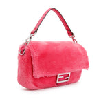 Pink Shearling Baguette NM Shoulder Bag