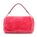 Pink Shearling Baguette NM Shoulder Bag