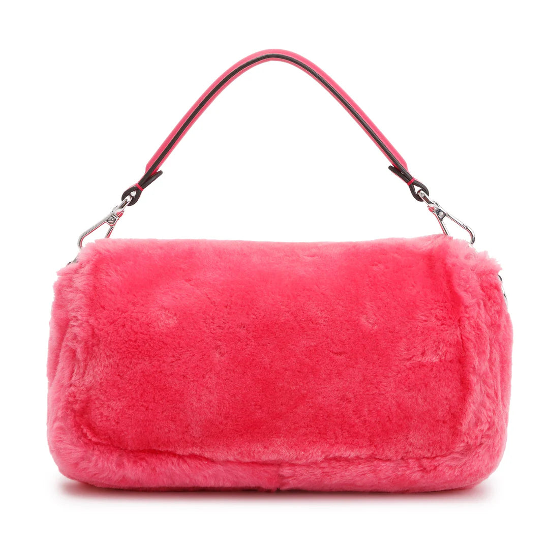 Pink Shearling Baguette NM Shoulder Bag