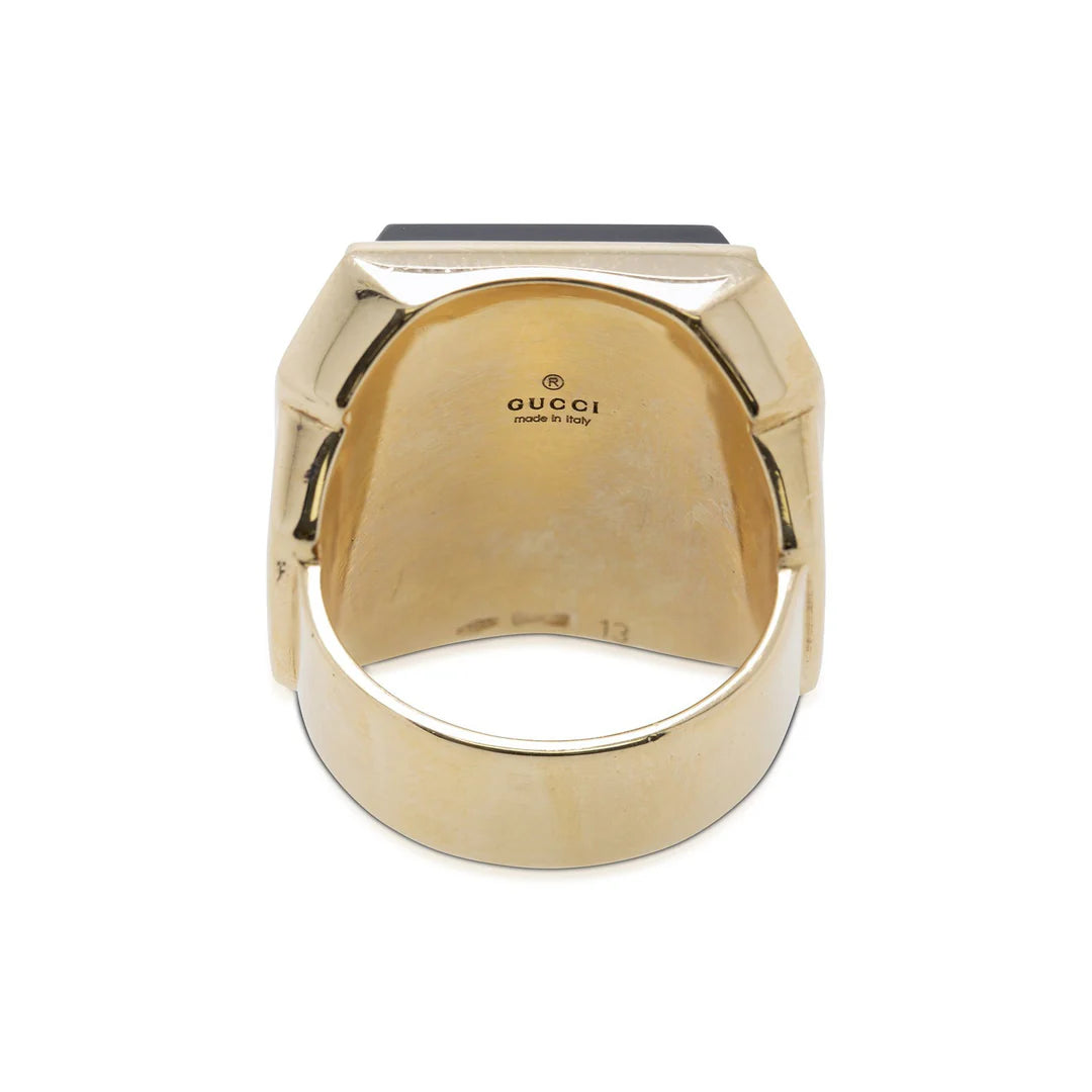 18k Gold Icon Boule Onyx and Diamond Ring