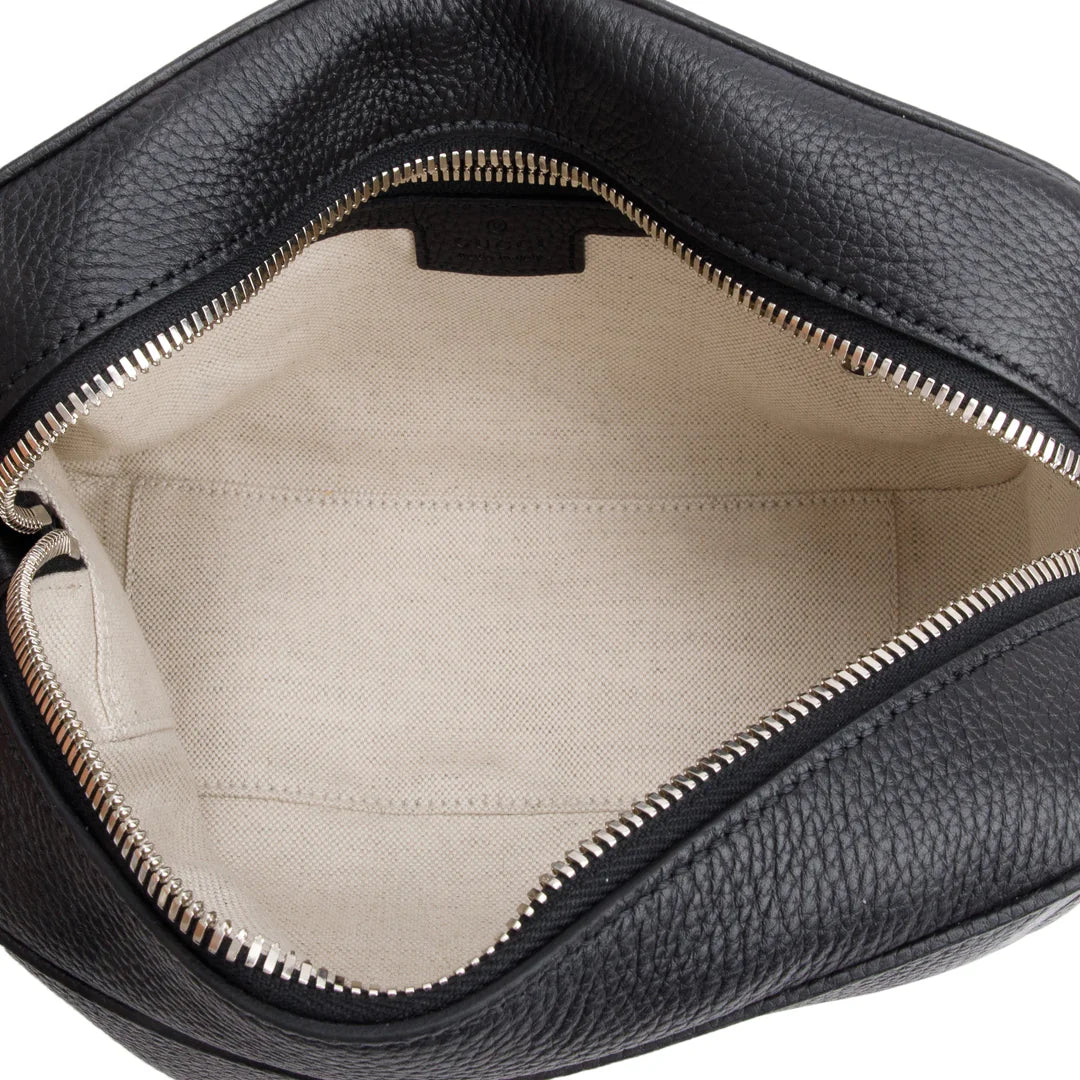 Black Leather Jumbo GG Medium Messenger Bag