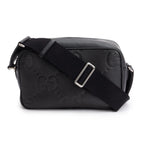 Black Leather Jumbo GG Medium Messenger Bag