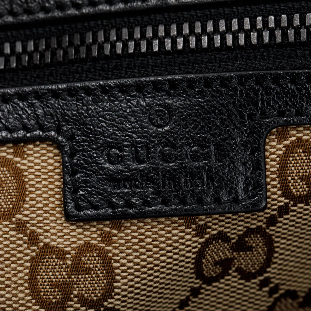 Black Leather Large Duffle Bag with Tonal Double G w/ Strap