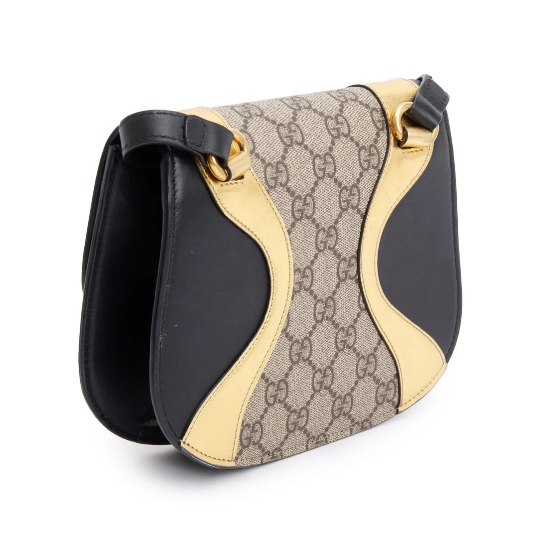 Black/Gold Calfskin Leather GG Supreme Osiride Crossbody Bag