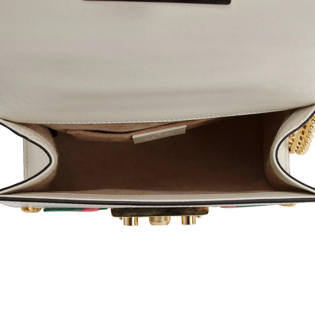 Embroidered Studded Small GG Padlock Shoulder Bag