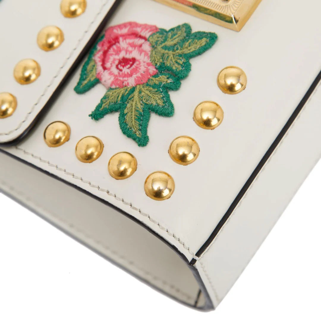 Embroidered Studded Small GG Padlock Shoulder Bag