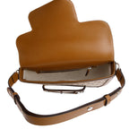 GG Canvas Brown Leather Trim Horsebit 1955 Small Shoulder Bag w/ Box