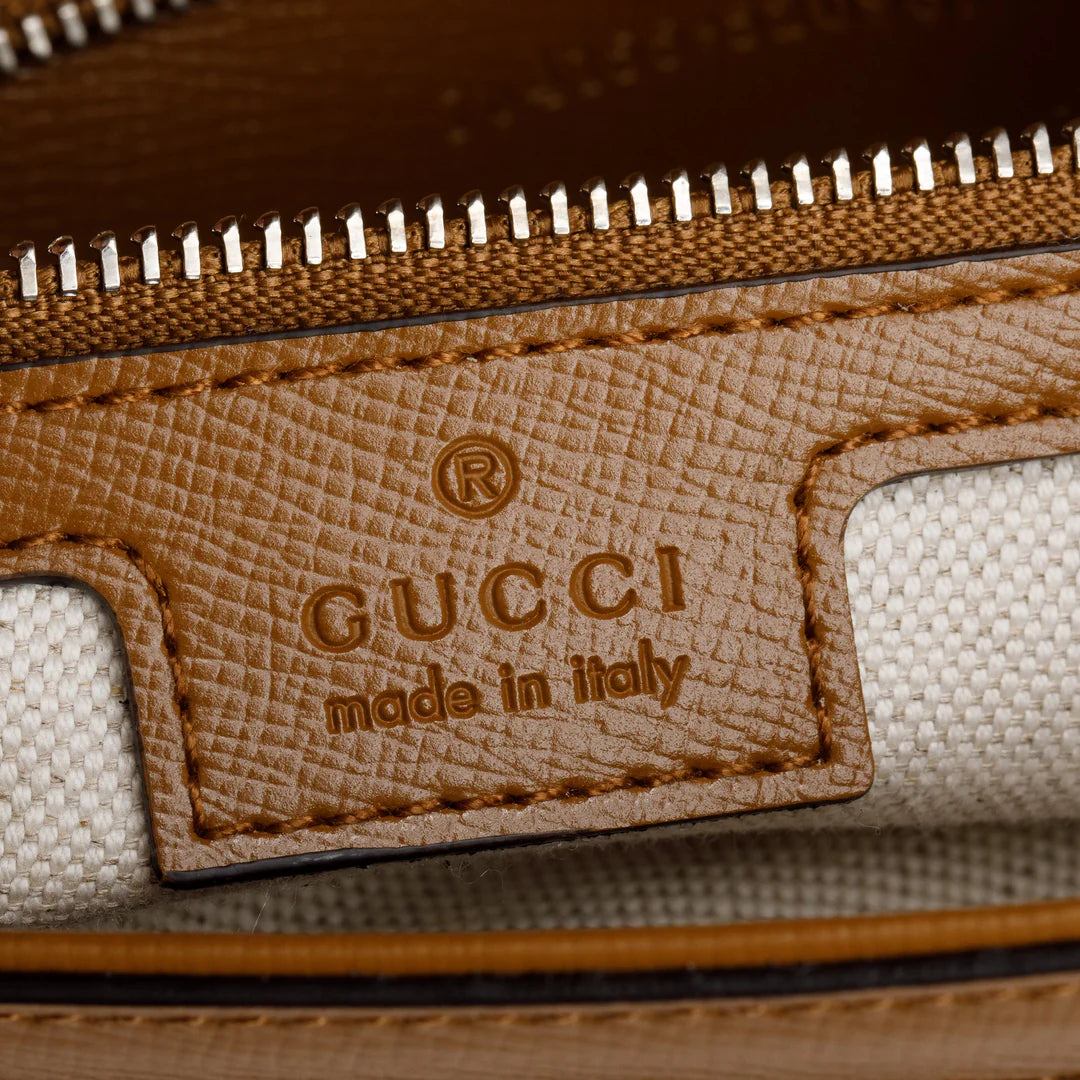 GG Canvas Brown Leather Trim Horsebit 1955 Small Shoulder Bag w/ Box