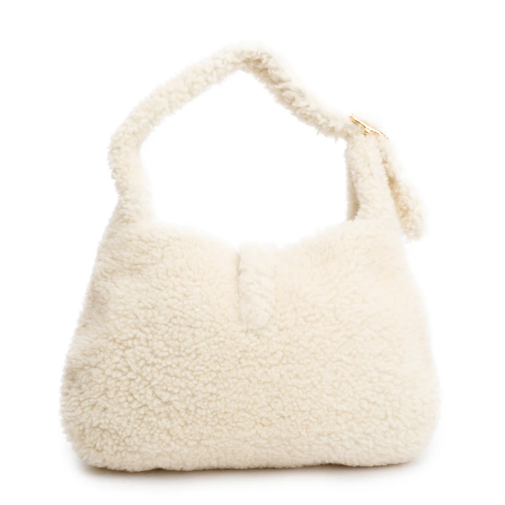 Ivory Shearling Small Jackie 1961 Shoulder Bag w/ Strap