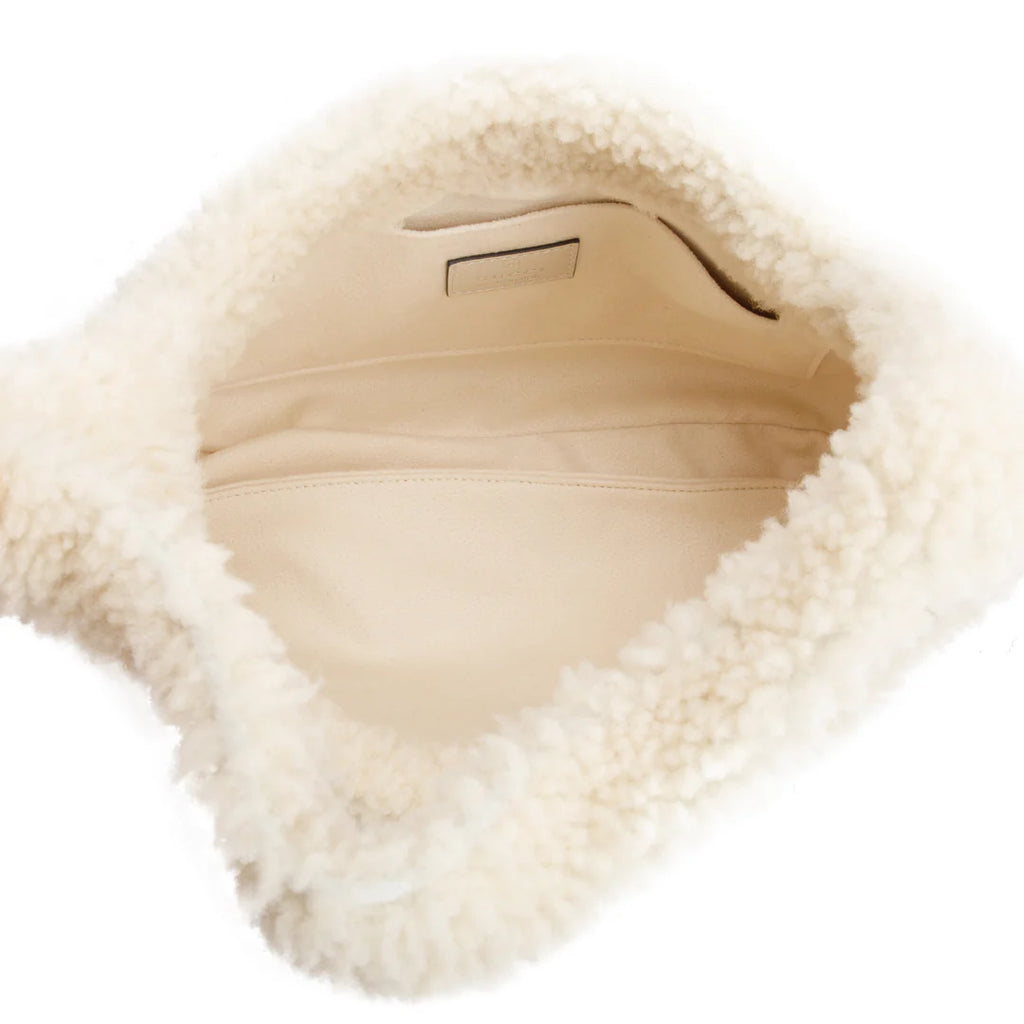 Ivory Shearling Small Jackie 1961 Shoulder Bag w/ Strap