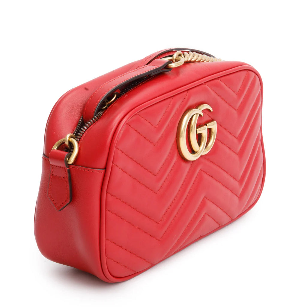 Red GG Marmont Matelasse Small Shoulder Bag