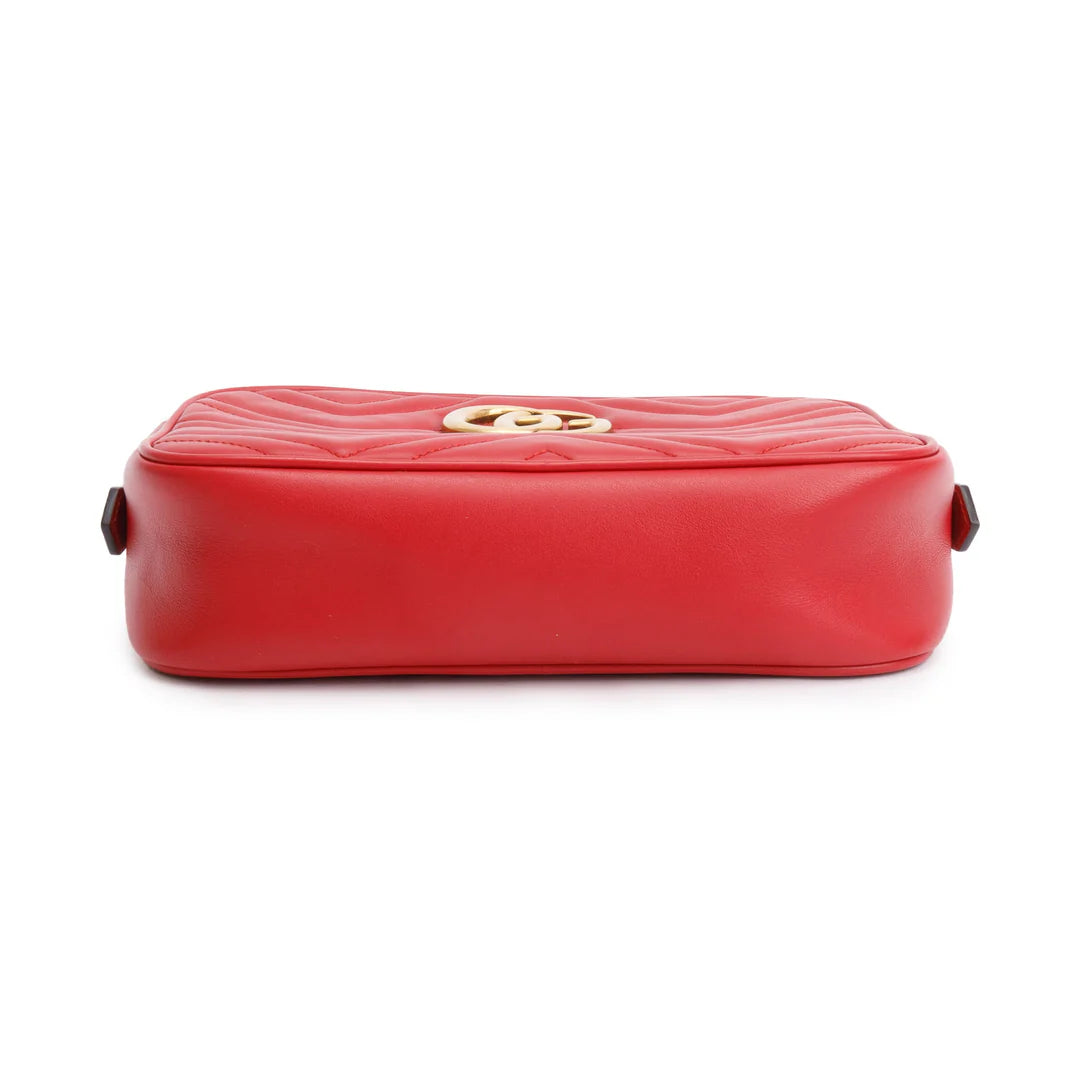 Red GG Marmont Matelasse Small Shoulder Bag