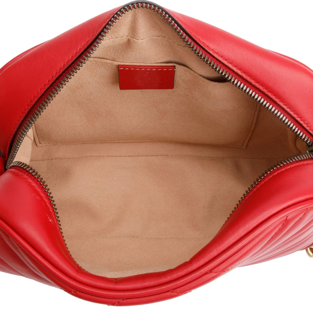 Red GG Marmont Matelasse Small Shoulder Bag