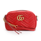 Red GG Marmont Matelasse Small Shoulder Bag