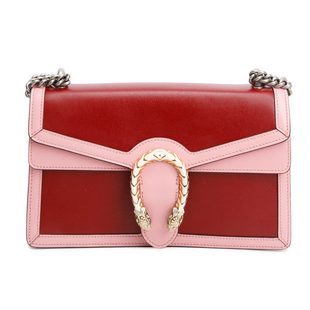 Red/Pink Bicolor Calfskin Leather Small Dionysus Shoulder Bag