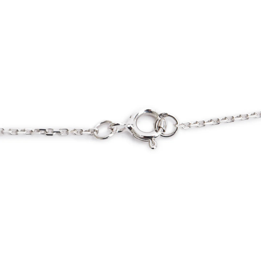 18k White Gold Diamond Onyx Color Blossom BB Star Pendant Necklace w/ Box