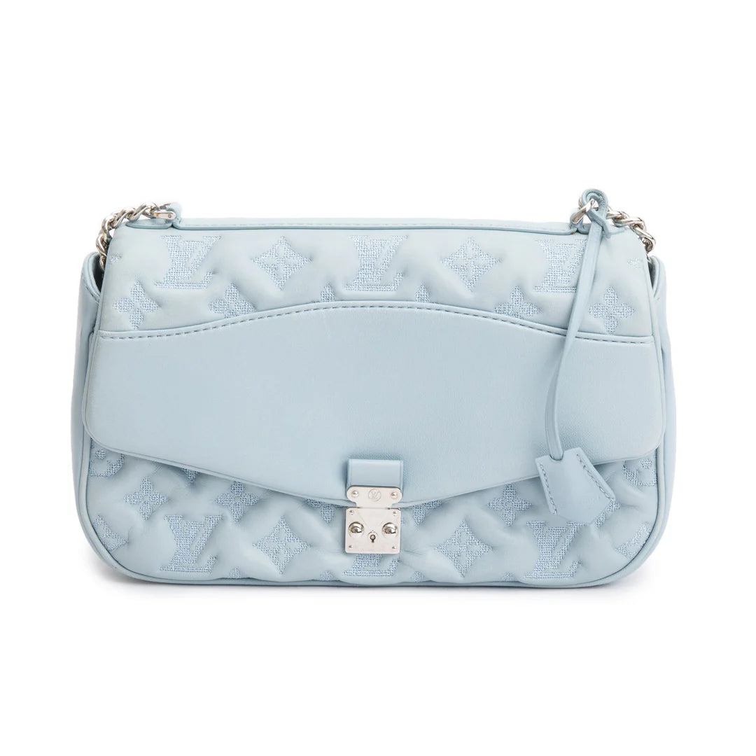 Blue Lambskin Mama Broderie Bag