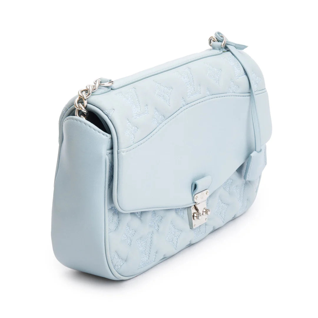 Blue Lambskin Mama Broderie Bag
