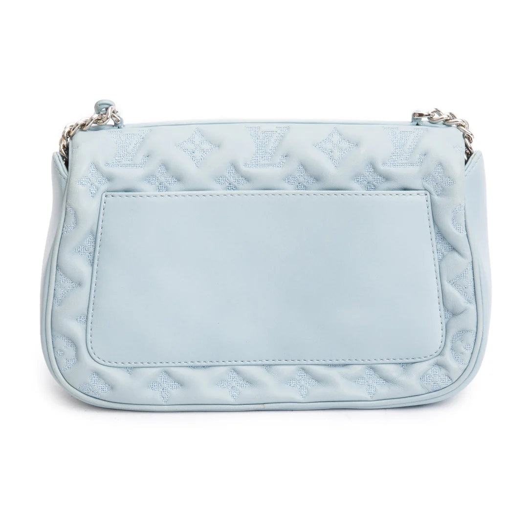 Blue Lambskin Mama Broderie Bag
