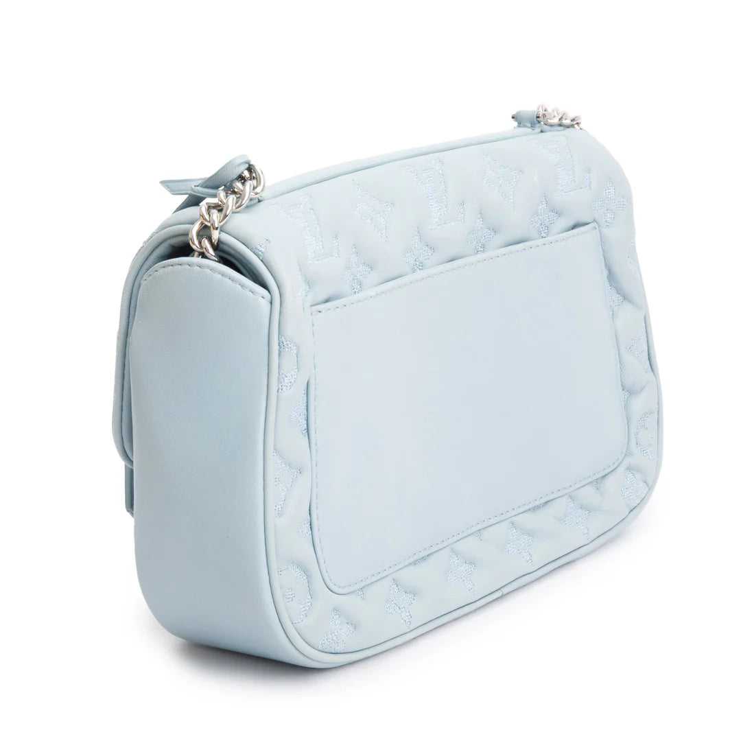 Blue Lambskin Mama Broderie Bag