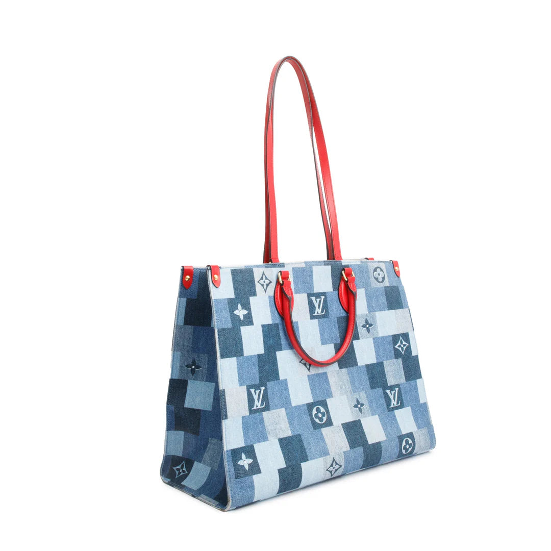 Blue Monogram Damier Denim OnTheGo GM w/ Box &amp; Receipt