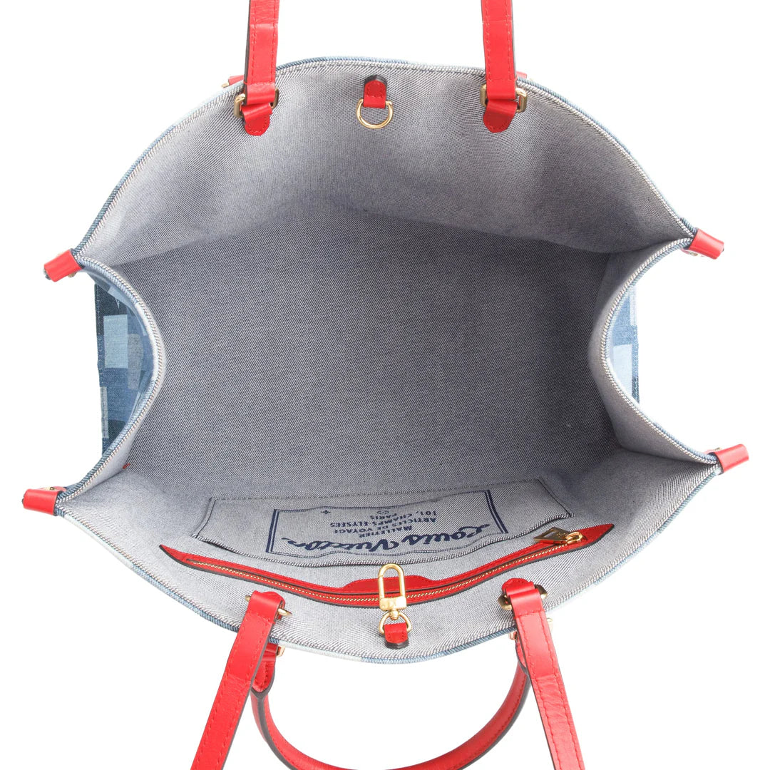 Blue Monogram Damier Denim OnTheGo GM w/ Box &amp; Receipt