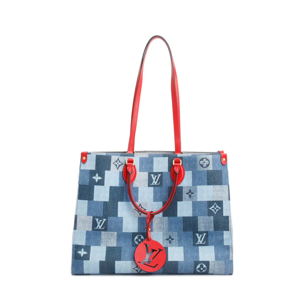 Blue Monogram Damier Denim OnTheGo GM w/ Box &amp; Receipt