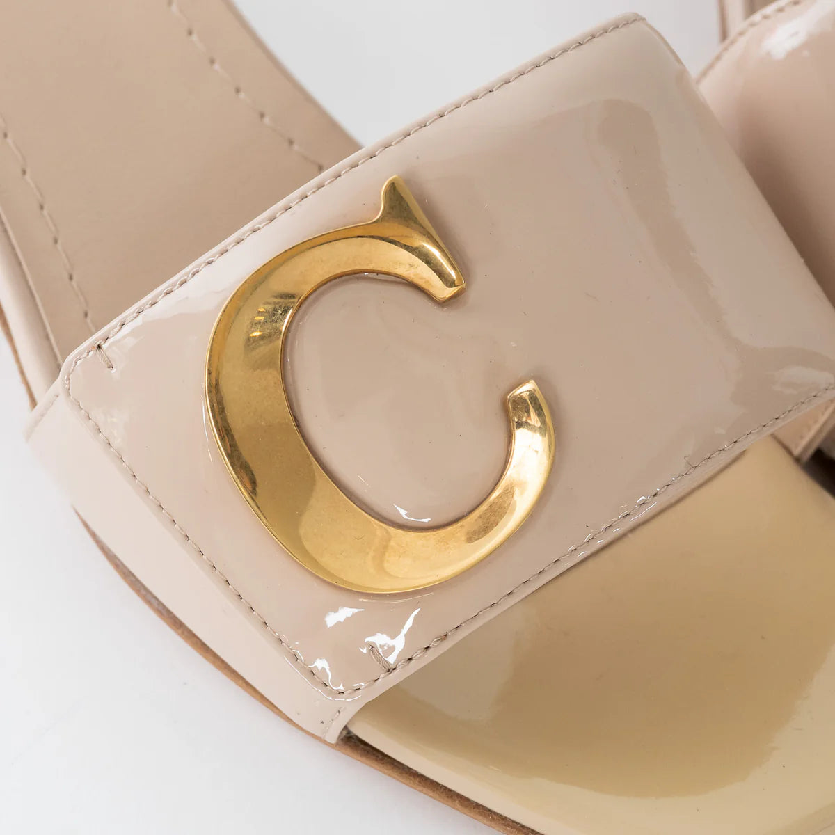 Beige Patent Leather C'est Sandals Size 37.5/39