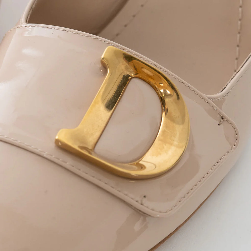 Beige Patent Leather C'est Slingback Sandals Size 38/38.5