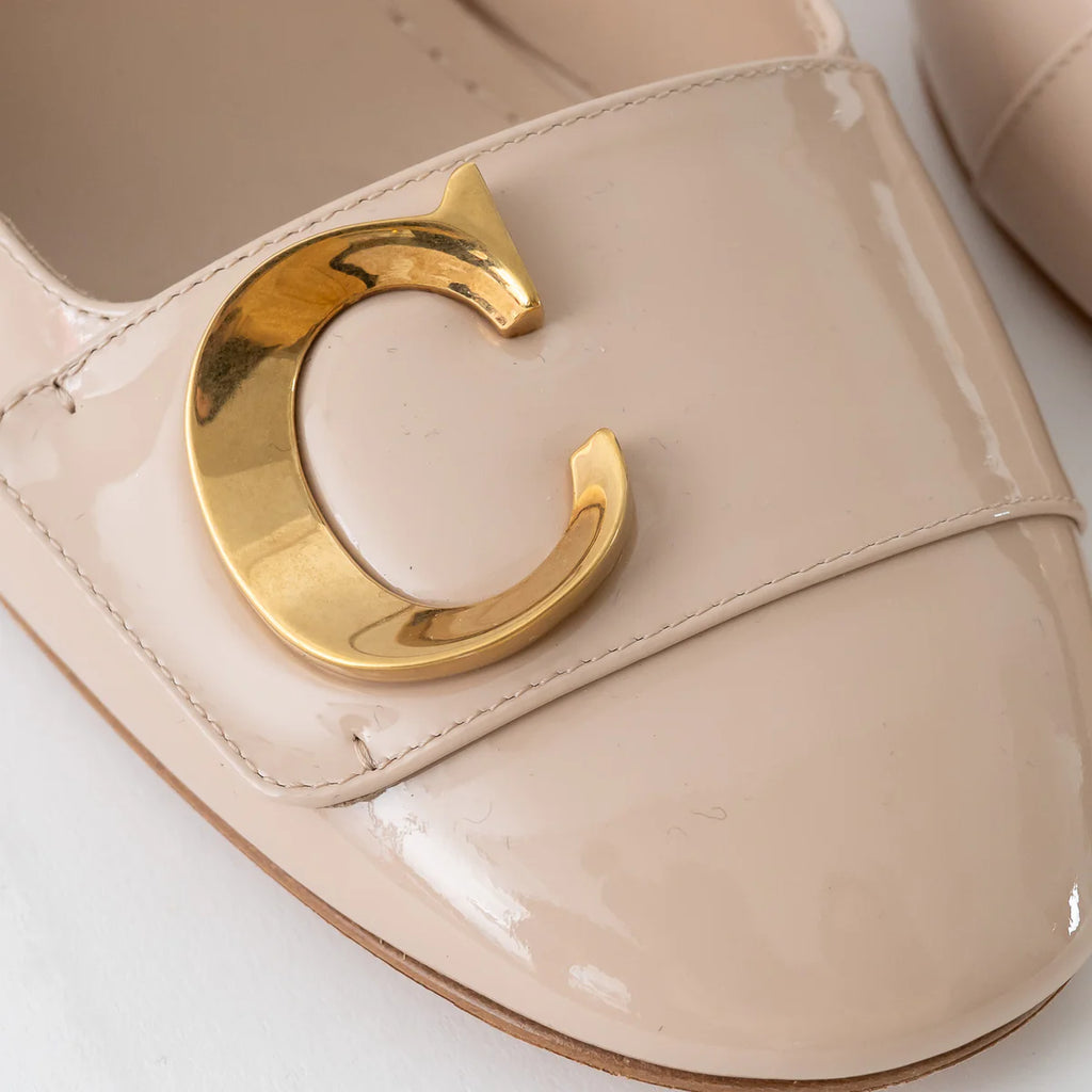 Beige Patent Leather C'est Slingback Sandals Size 38/38.5