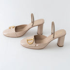 Beige Patent Leather C'est Slingback Sandals Size 38/38.5