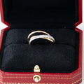 18k Tri-Gold Paved Trinity Ring with Diamonds Size 57