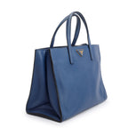 Blue Saffiano Soft Leather Top Handle Tote w/ Strap &amp; Authenticity Card