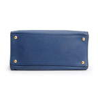 Blue Saffiano Soft Leather Top Handle Tote w/ Strap &amp; Authenticity Card