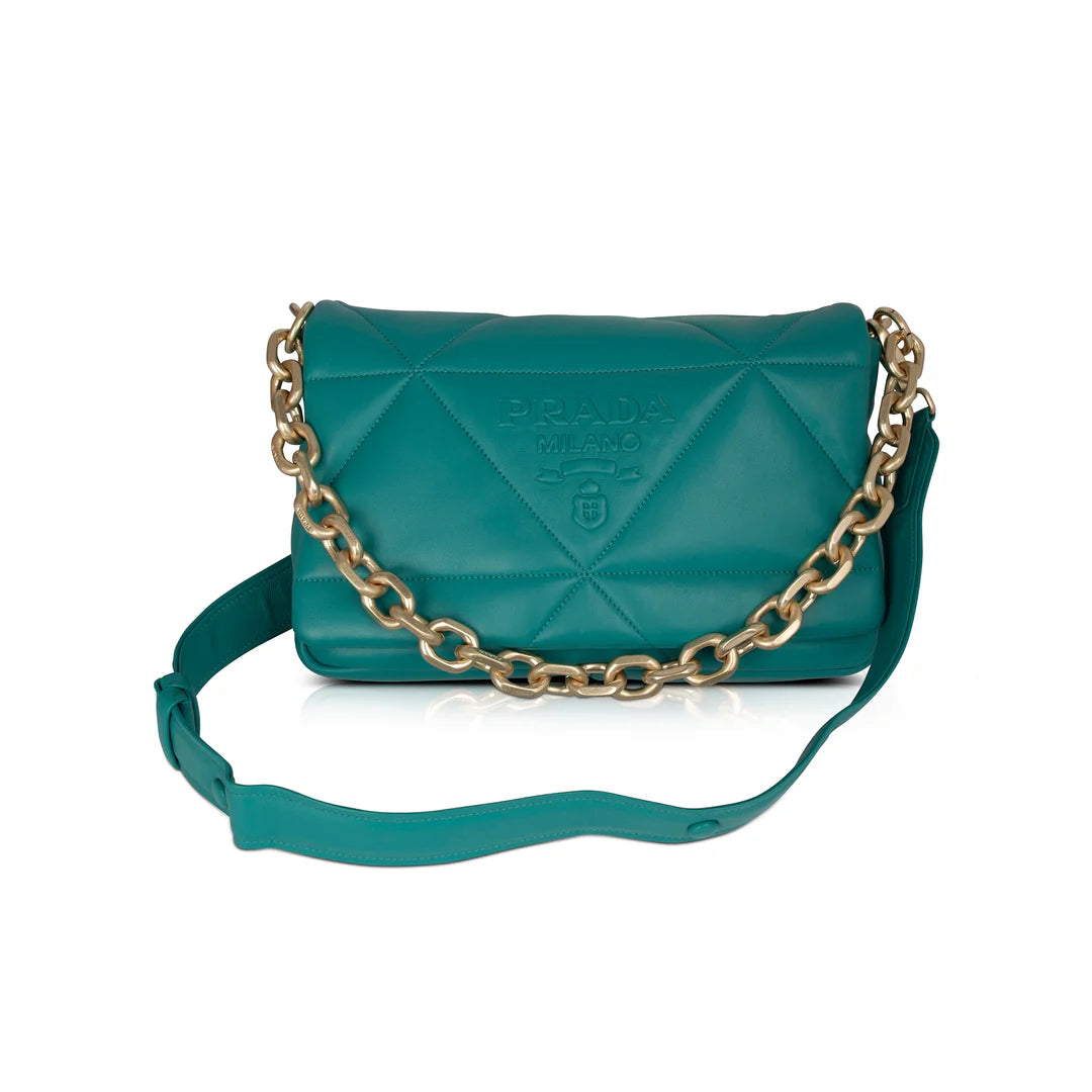 Padded Nappa Leather Chain Shoulder Bag w/ Box &amp; Authenticity Card