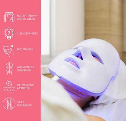 LED Light Therapy Face Mask 7 Color Skin Care Mask for Acne, Anti-Aging, Wrinkles & Rejuvenation
