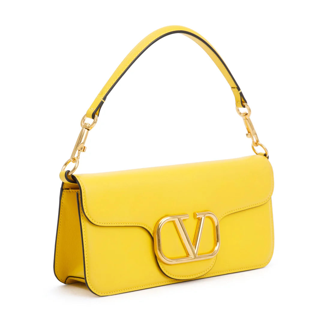Yellow Calfskin Leather Vlogo Loco Shoulder Bag
