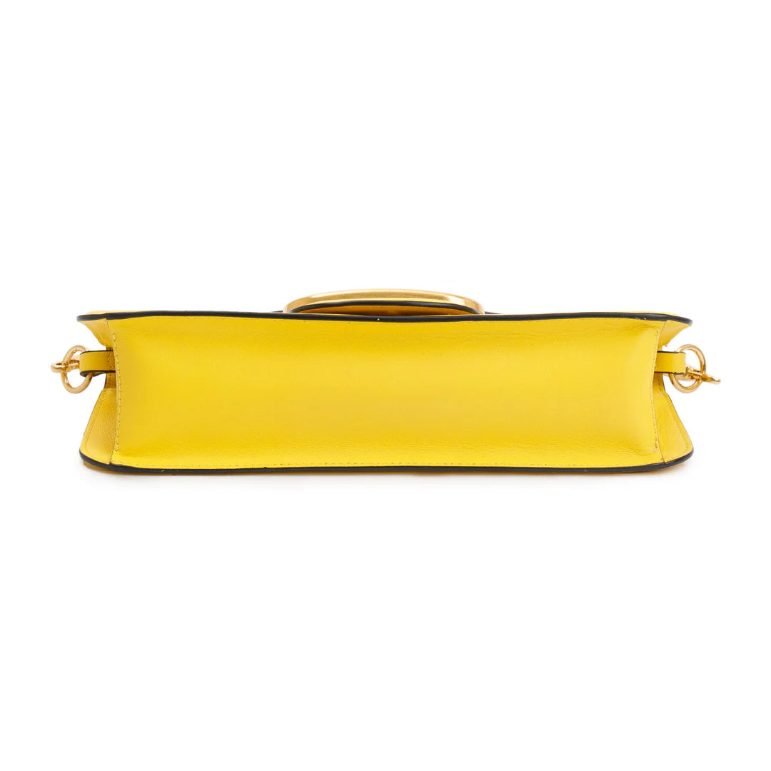 Yellow Calfskin Leather Vlogo Loco Shoulder Bag