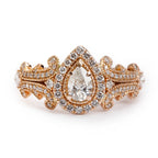 14k Rose Gold Love Diamond Engagement Ring, Size 8.25