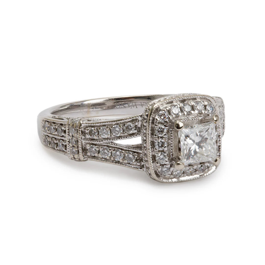 14k White Gold Love Diamond Engagement Ring, Size 6 w/ GIA Certificate